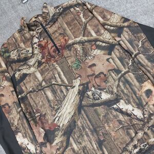 Mossy Oak Mens M Shirt Black Camo Break Up Infinity 1/4 Zip Pullover